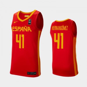 Juancho Hernangomez Spain #41 Men's 2019 FIBA Baketball World Cup Jersey - Red