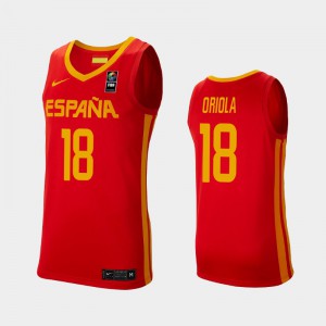 Pierre Oriola Spain #18 Men's 2019 FIBA Baketball World Cup Jersey - Red