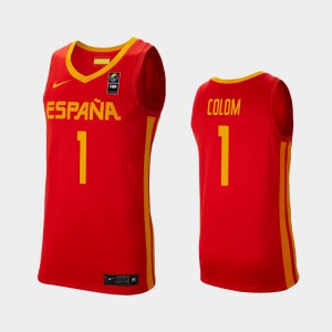Quino Colom Spain #1 Men's 2019 FIBA Baketball World Cup Jersey - Red